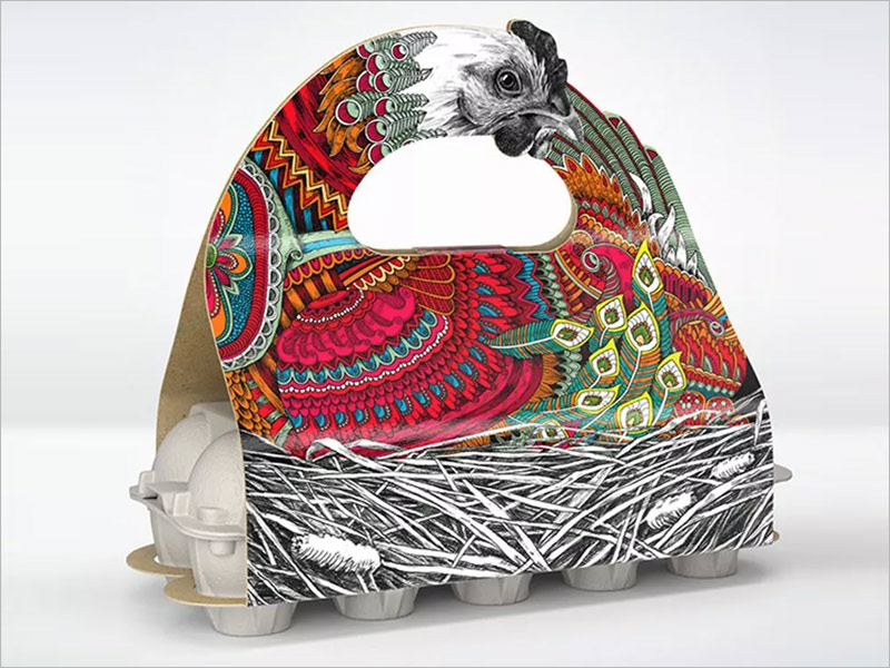 日本雞蛋紙盒包裝設(shè)計(jì)——手繪插畫母雞的造型！