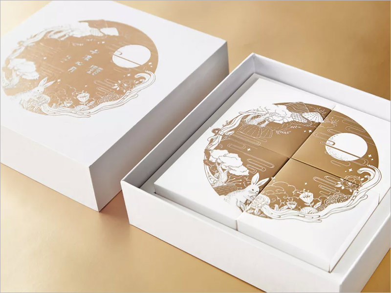 十渡心月月餅包裝設計，一個金色做出豐富完美的效果