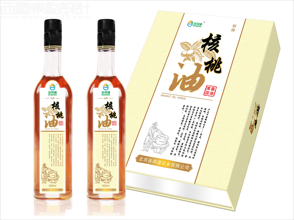 北京谷潤通農業(yè)公司核桃油瓶簽禮盒包裝設計
