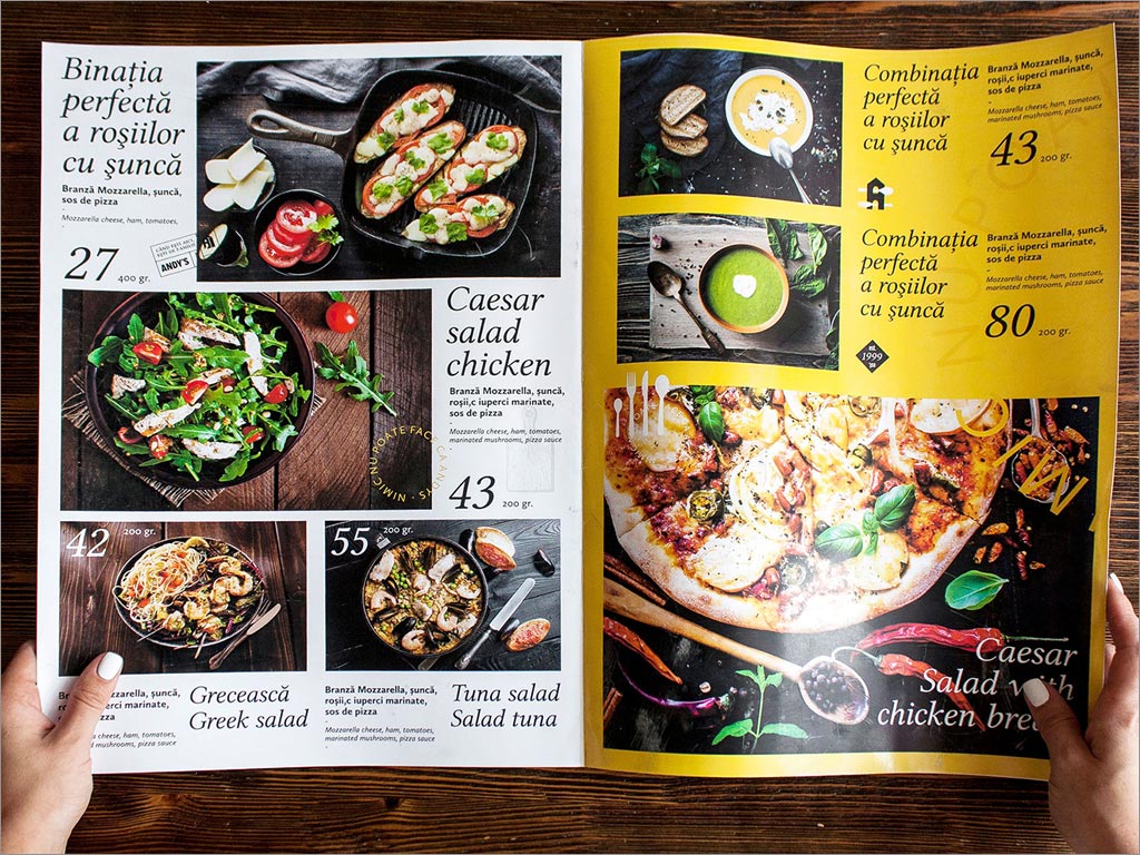 Andy's Pizza披薩餐廳logo店面設計之產(chǎn)品手冊設計