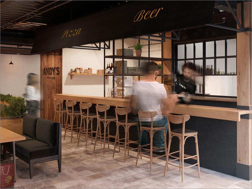 Andy's Pizza披薩餐廳logo店面設計之點餐區(qū)設計
