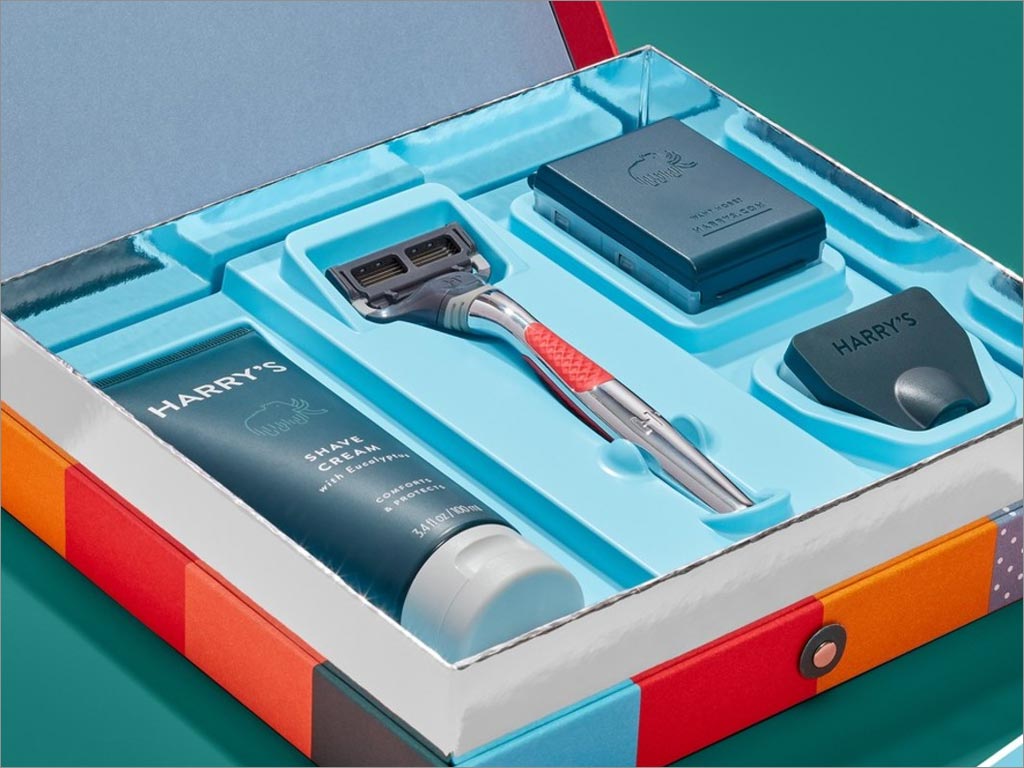 Harry’s男士剃須工具洗護(hù)套裝禮品盒包裝設(shè)計之禮盒內(nèi)部布局圖