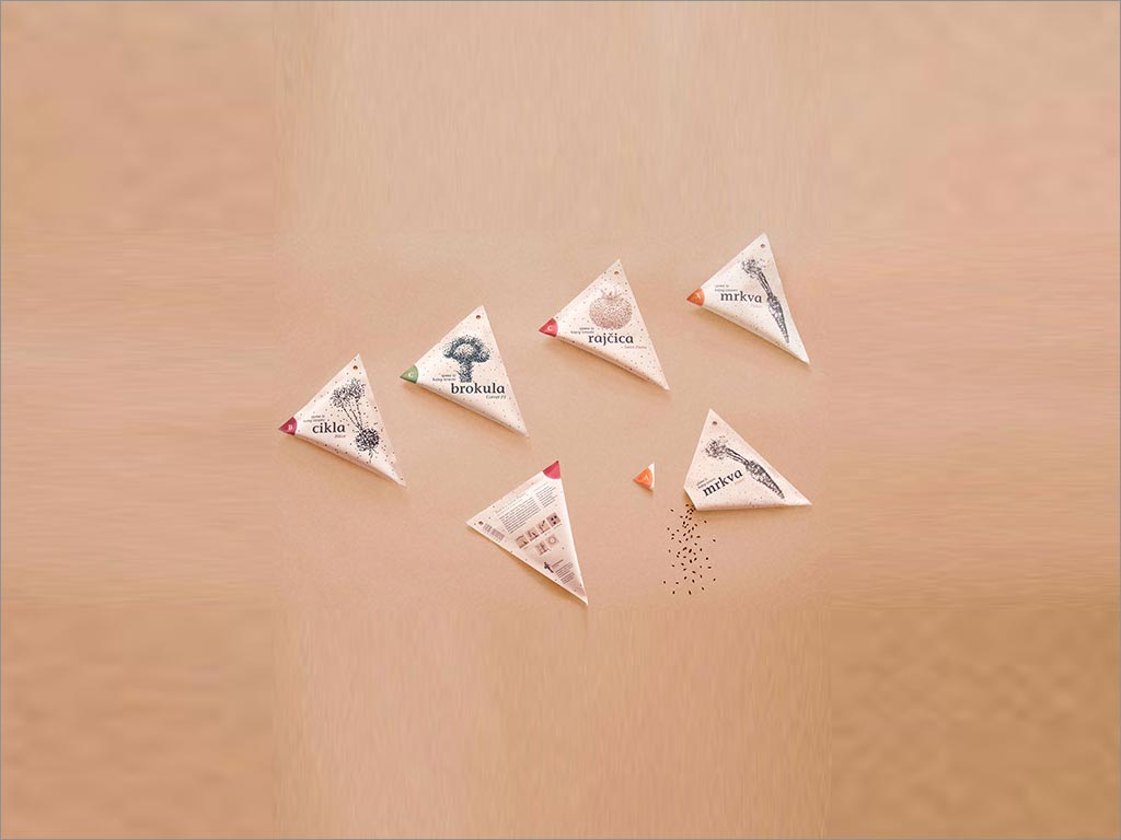 三角袋種子包裝設(shè)計(jì)。我真的很喜歡這種類型的形狀和功能。很想使用像這樣的 種子包裝設(shè)計(jì)。 