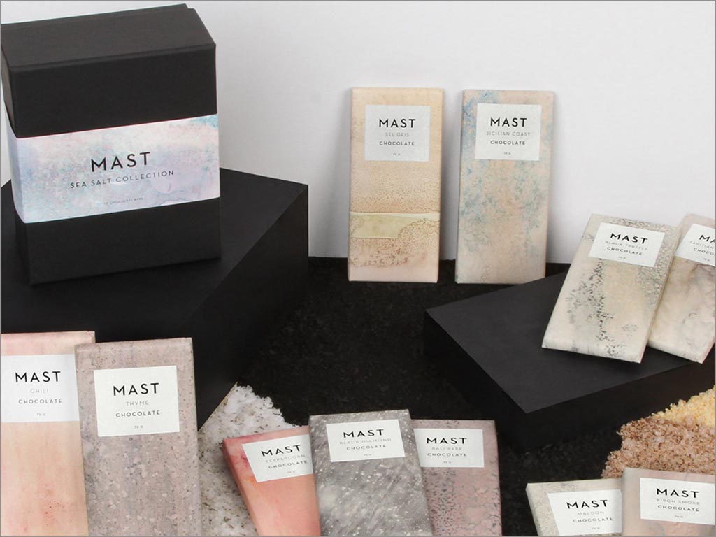 Calico壁紙的Mast Brothers巧克力棒包裝設計