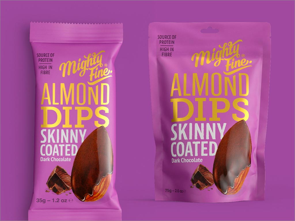 英國(guó)Mighty Fine黑巧克力覆盆子杏仁蘸醬休閑零食包裝設(shè)計(jì)