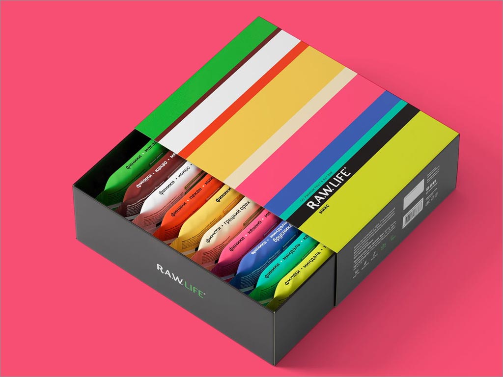 RAW Life運(yùn)動蛋白堅果棒零食包裝盒設(shè)計