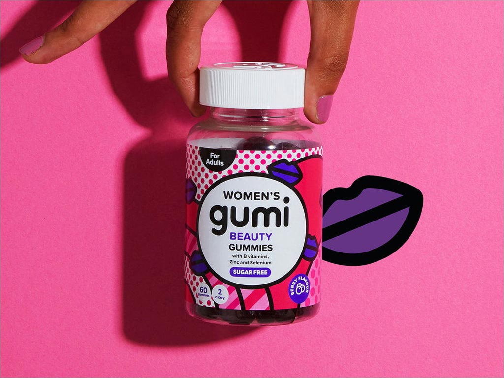 流行藝術(shù)風格的英國Gumi維生素糖果瓶簽包裝設計