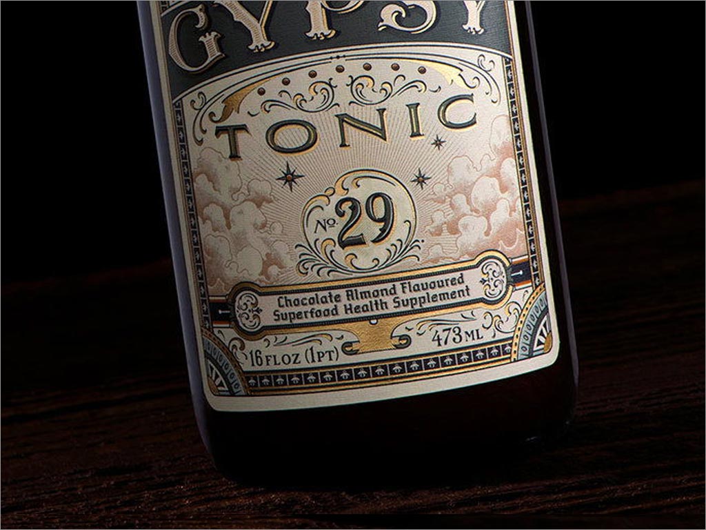 1800年代復(fù)古風(fēng)格的吉普賽保健補(bǔ)品包裝設(shè)計(jì)