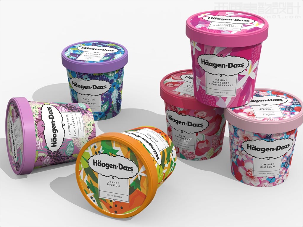 采用獨(dú)特插畫的美國哈根達(dá)斯冰淇淋包裝設(shè)計
