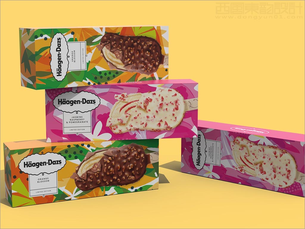 采用獨(dú)特插畫的美國哈根達(dá)斯雪糕包裝設(shè)計
