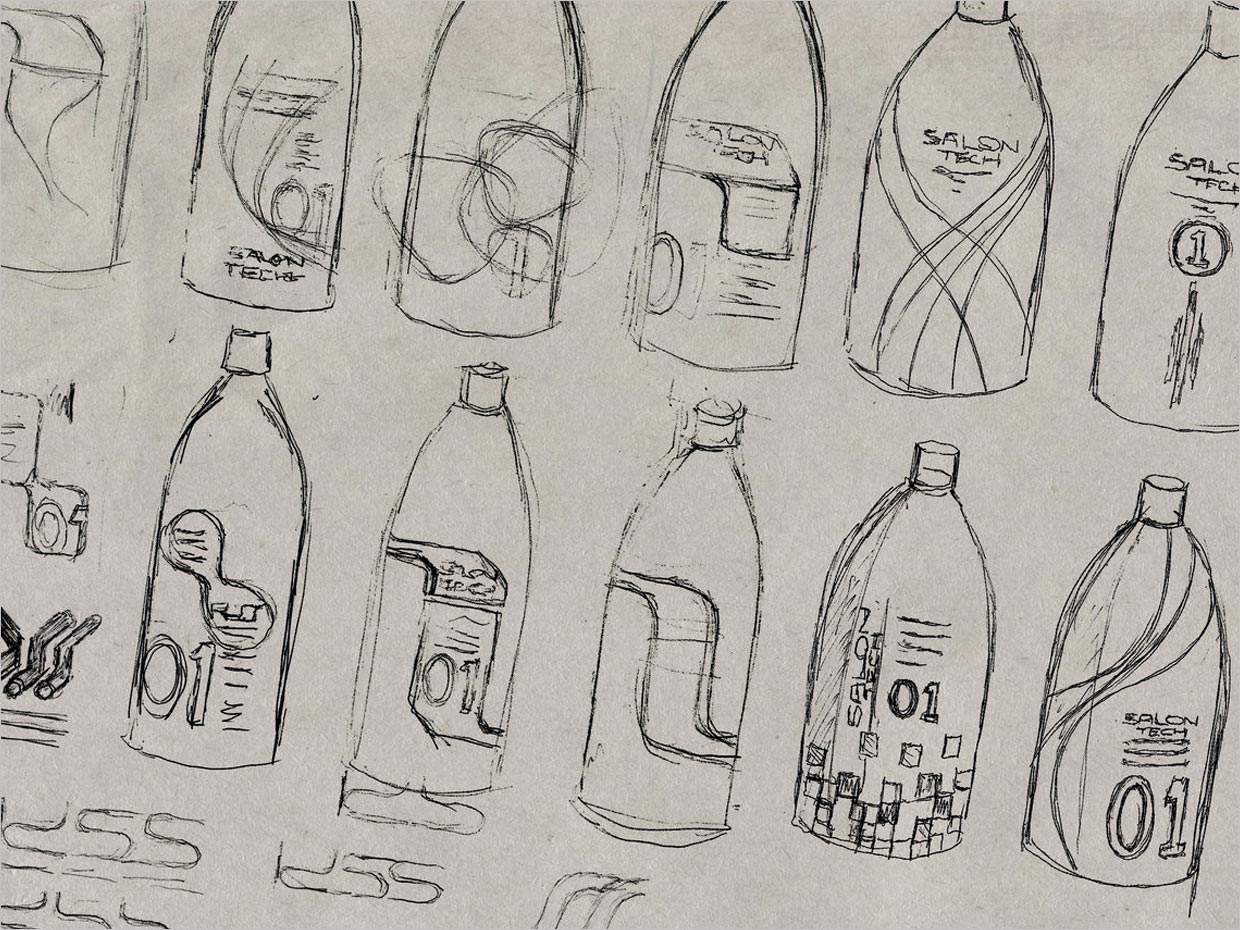 美國Salon Tech美容美發(fā)產(chǎn)品包裝設(shè)計(jì)之手繪草圖