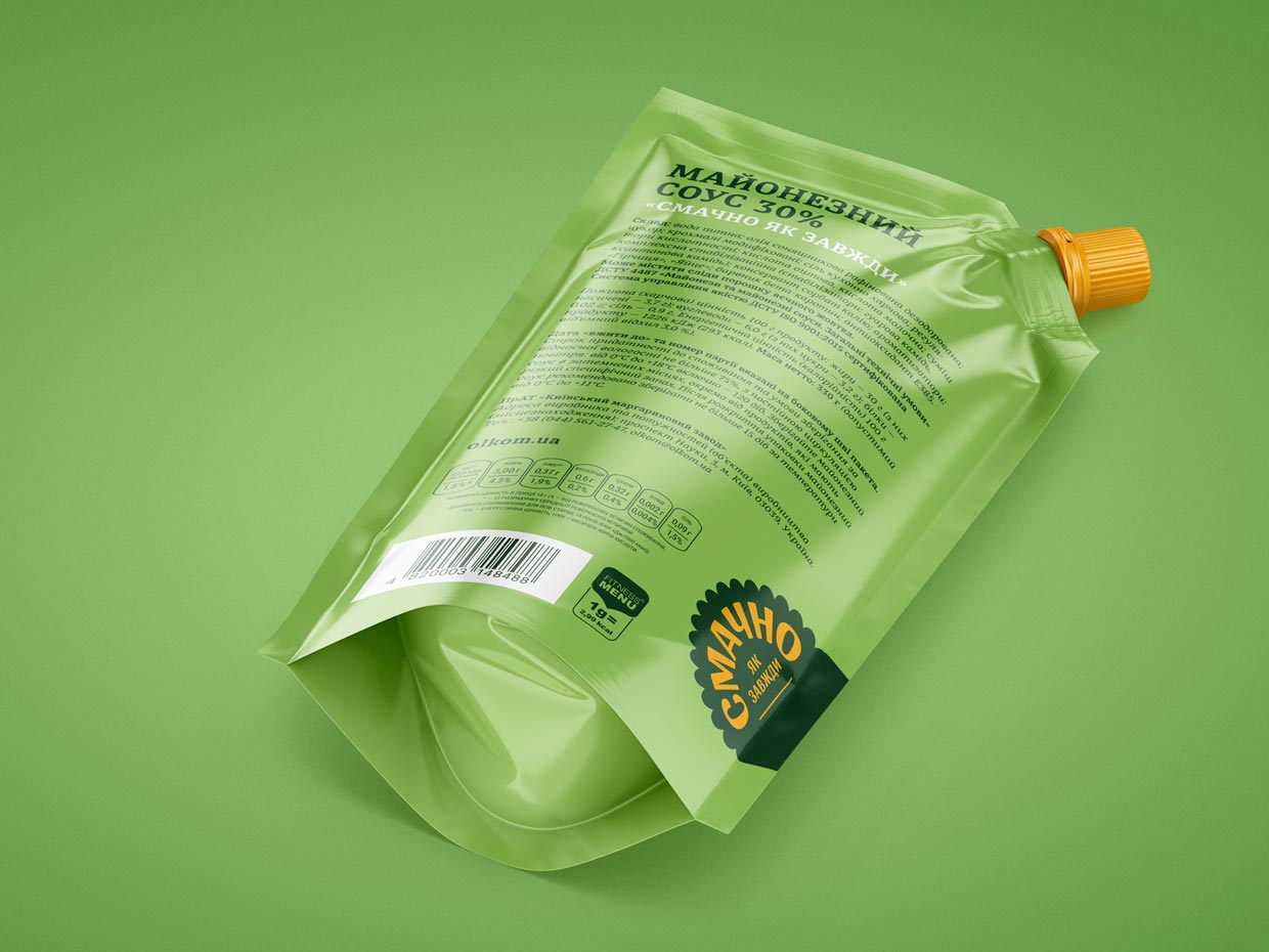 烏克蘭Olkom蛋黃醬調(diào)味食品包裝設計之背面