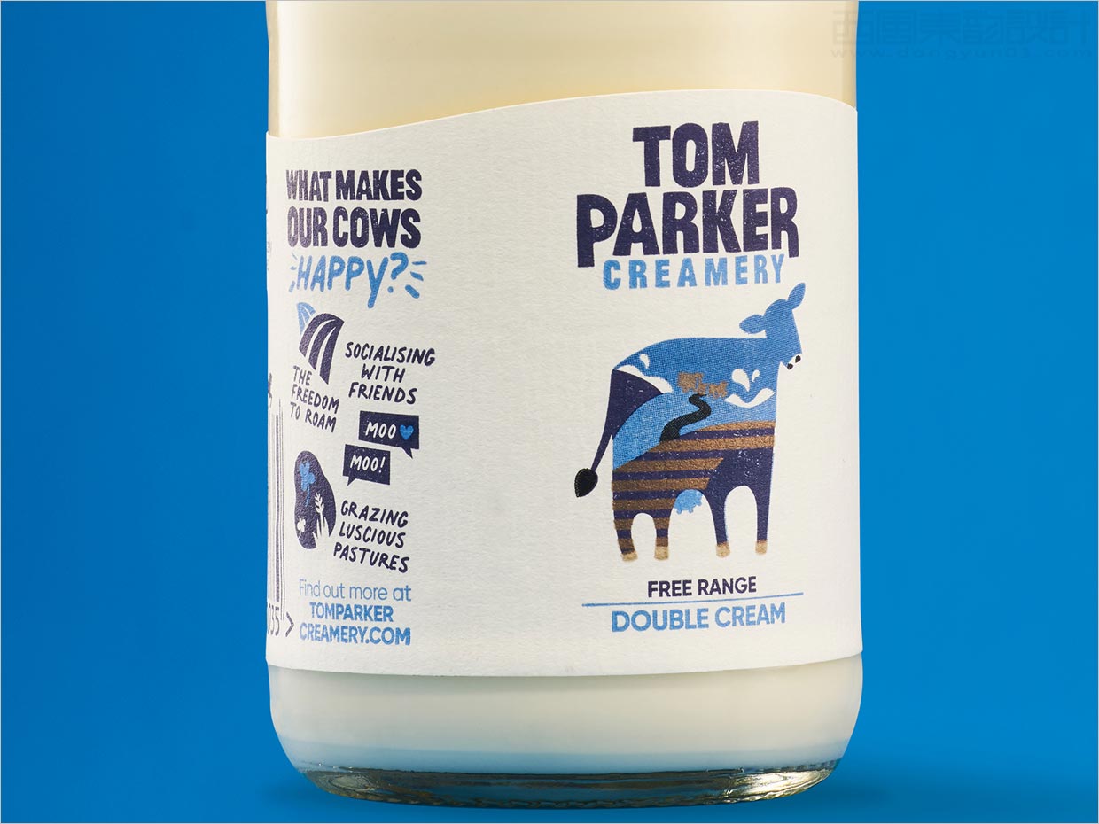 英國Tom Parker Creamery牛奶包裝設(shè)計(jì)之瓶標(biāo)設(shè)計(jì)