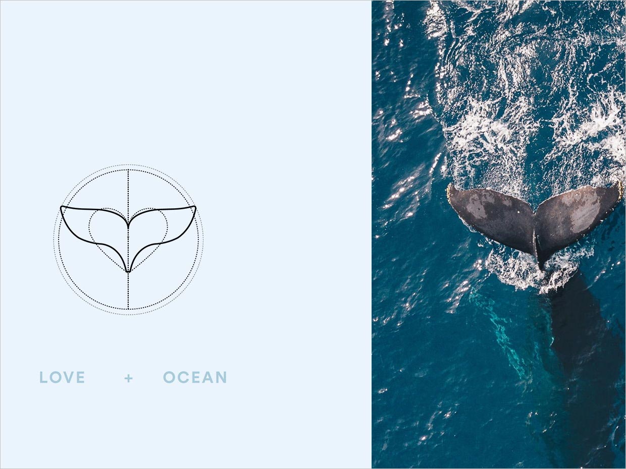 獨特的Love Ocean兒童沐浴護(hù)膚日化用品logo設(shè)計之創(chuàng)意說明