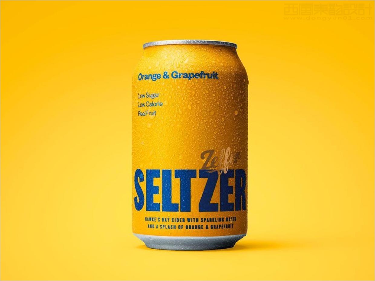 采用醒目品牌字體設(shè)計(jì)的新西蘭Zeffer蘋果酒蘇打水飲料包裝設(shè)計(jì)