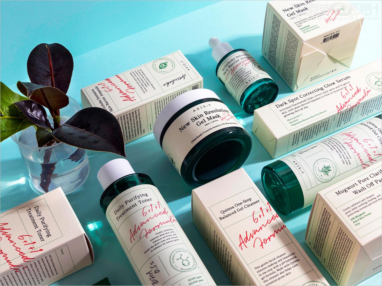 韓國(guó)AXIS-Y清潔美容化妝品包裝設(shè)計(jì)之實(shí)物照片