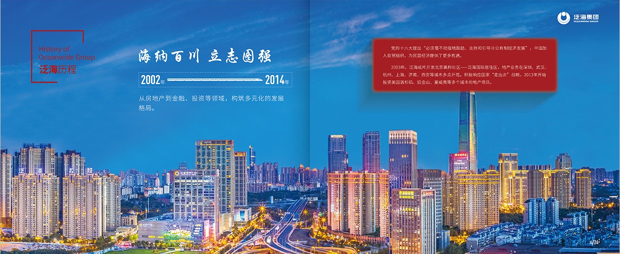 中國泛?？毓杉瘓F35周年畫冊設計之泛海歷程頁面設計