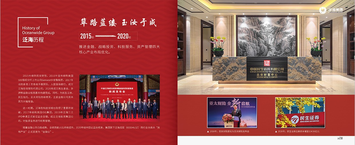 中國泛?？毓杉瘓F35周年畫冊設計之泛海歷程頁面設計