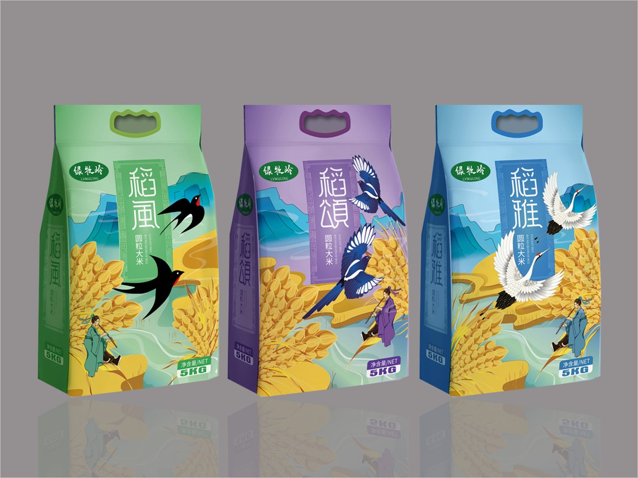 綠牧嶺大米農(nóng)產(chǎn)品包裝設計之集合圖 綠牧嶺大米農(nóng)產(chǎn)品包裝設計之集合圖